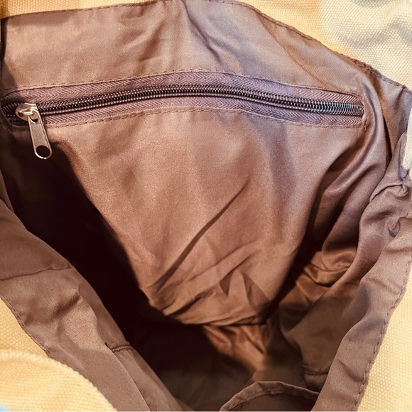 Monat Backpack- tan with faux leather. - Picture 4 of 10